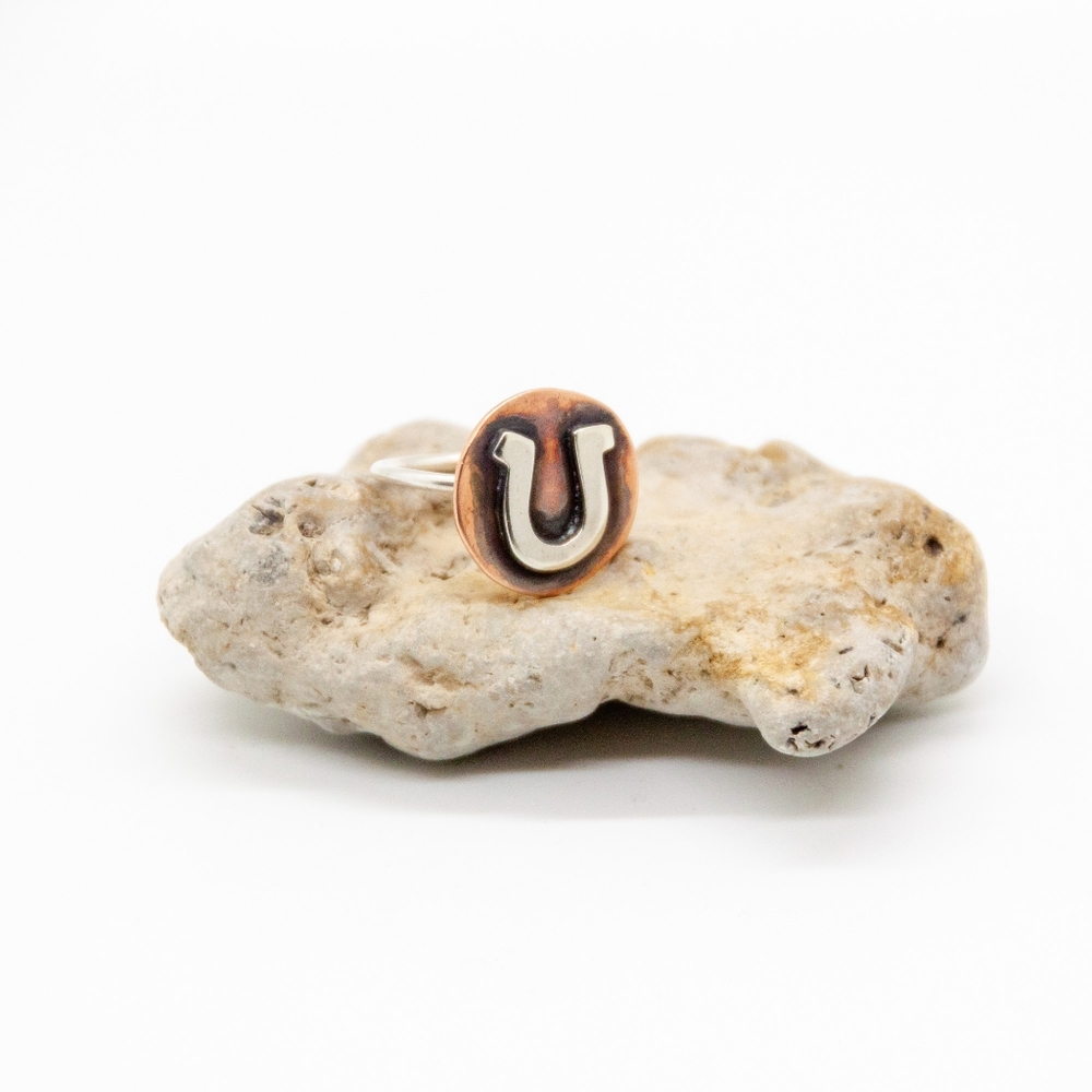 Horseshoe sterling silver ring